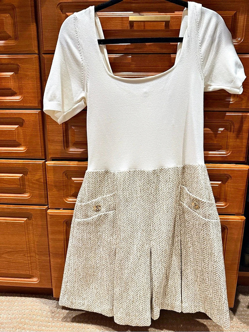 Ted Baker Feliod Tweed-Skirt Short-Sleeve Woven Mini Dress Textured Mini Dress